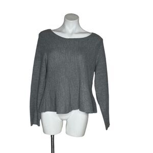 TORRID Grey Sweater Top Mixed Knit Texture Peplum Round Neck Size 0 Large NEW
